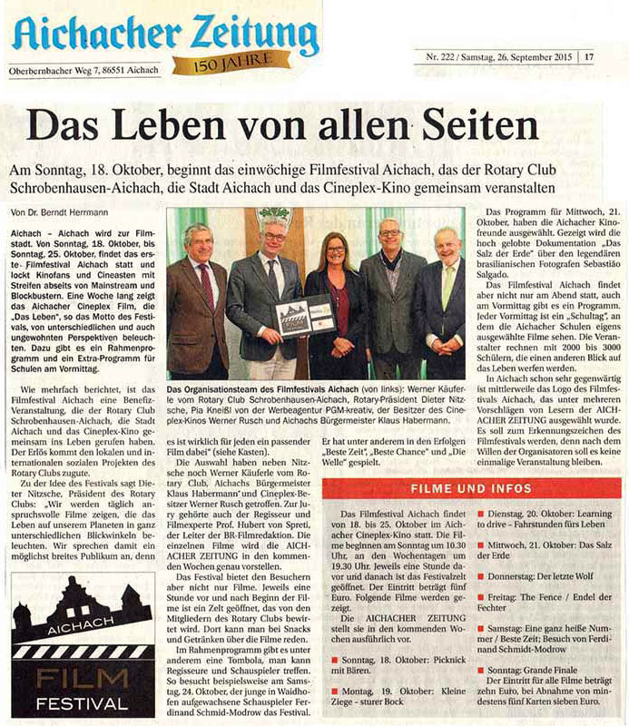 Aichacher Zeitung, 26.9.2015